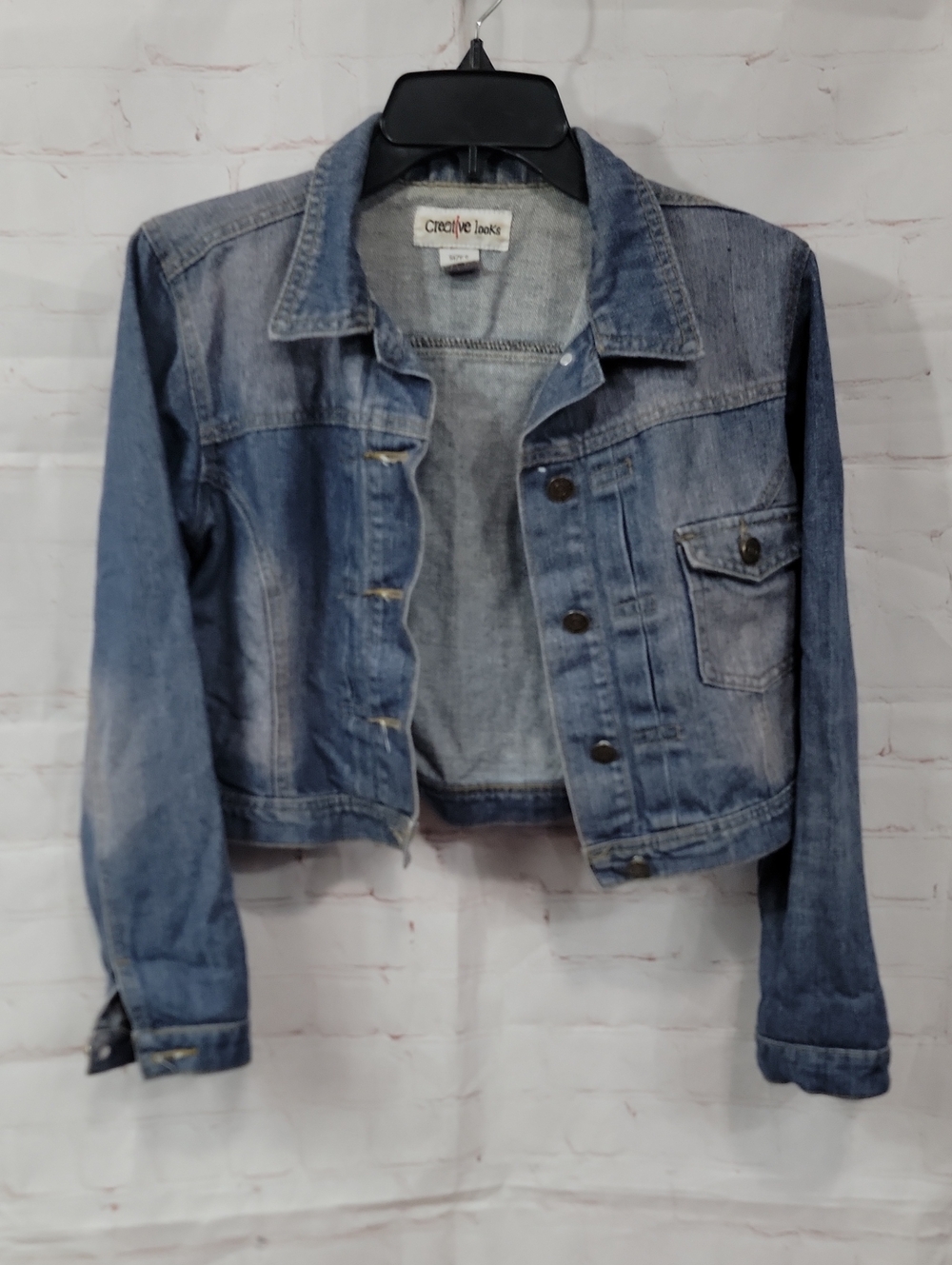 Classic Light Blue Cropped Denim Jacket by